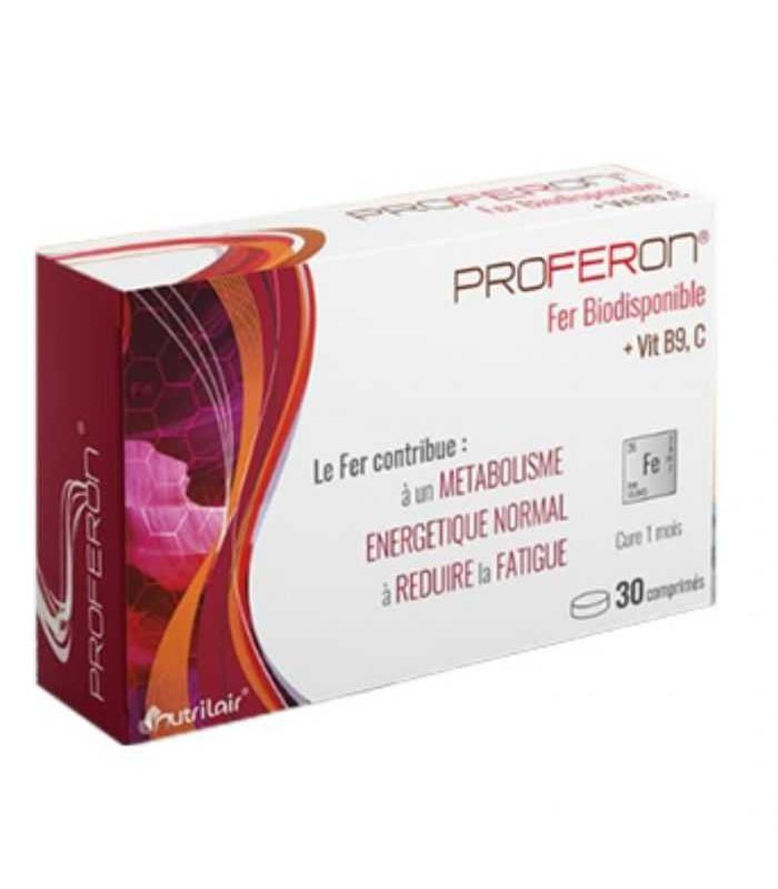 NUTRIMAX PROFERON FER BIODISPONIBLE ACIDE FOLIQUE, VITAMINE C 30 COMPRIMÉS