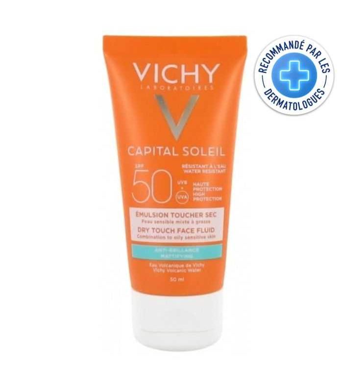 VICHY CAPITAL SOLEIL EMULSION PROTECTRICE ANTI BRILLANCE PEAU MIXTE A GRASSE SPF 50+ 50 ML