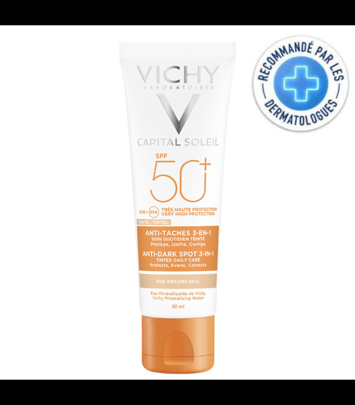 VICHY CAPITAL SOLEIL SOIN ANTI TACHES TEINTE 3 EN 1 SPF50+