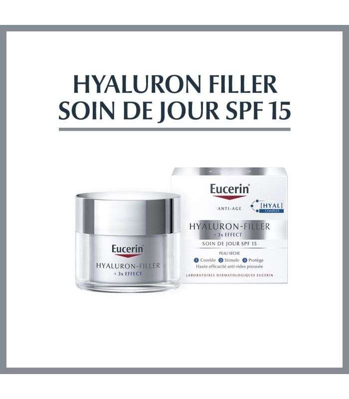 EUCERIN OFFRE HYALURON FILLER 3* EFFECT SOIN DE JOUR SPF 15 PEAU SECHE 50ML + PHOTOAGING CONTROL SPF 50+ OFFERT