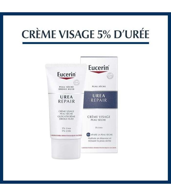 EUCERIN UREA REPAIR CREME VISAGE PEAU SECHE 5 % D'UREE 50 ML