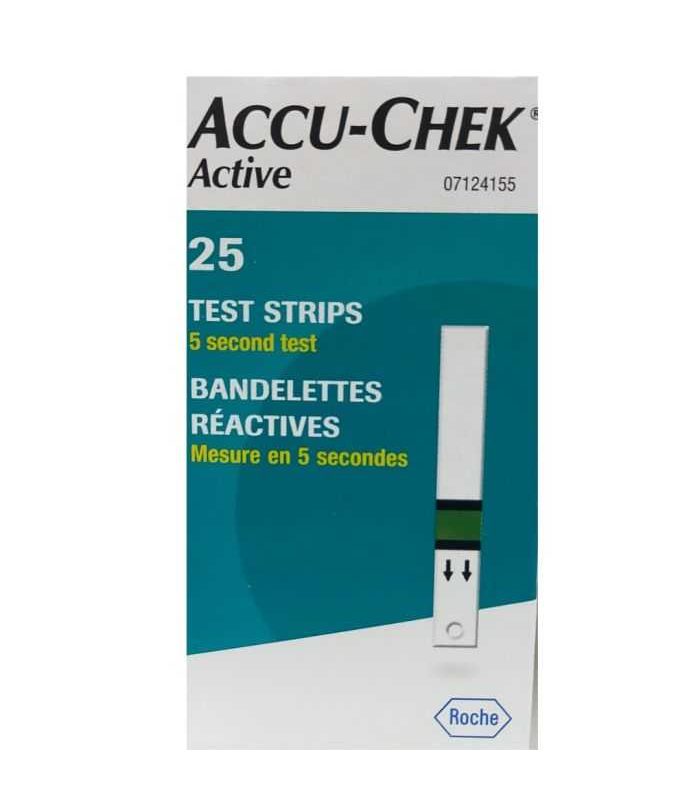 ACCU CHEK ACTIVE TEST RAPIDE GLYCEMIE 25 BANDELETTES REACTIVES