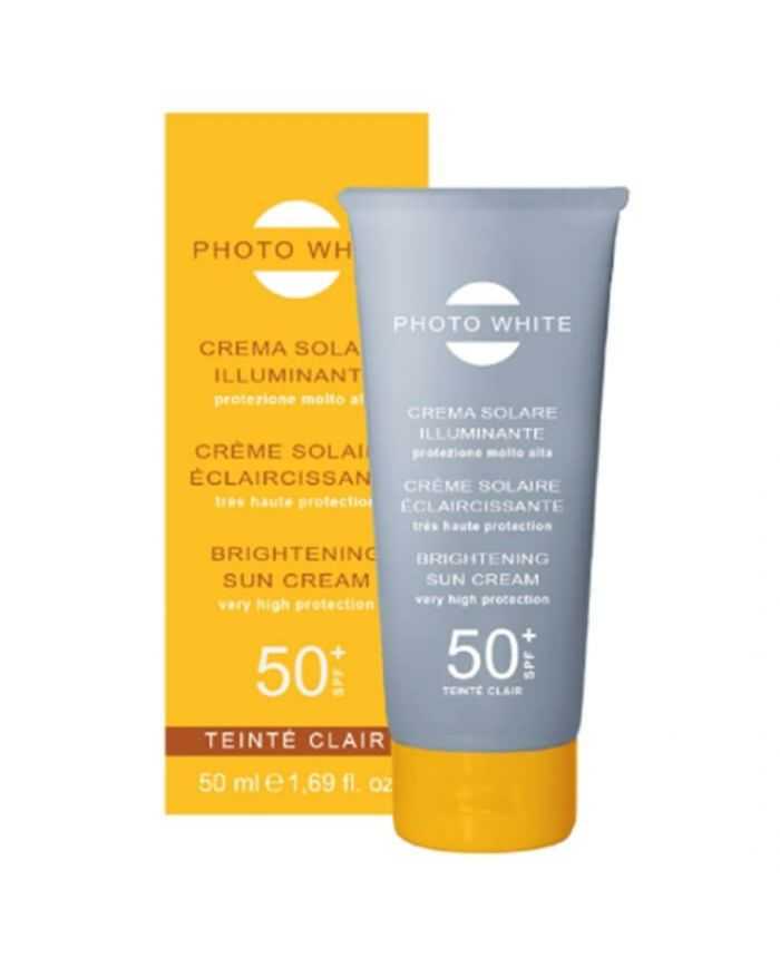 PHOTO WHITE OFFRE CREME SOLAIRE TEINTEE CLAIRE ECLAIRICISSANTE SPF 50+ 50 ML + CREME VISAGE ACIDE HYALURONIQUE 50 ML OFFERTE