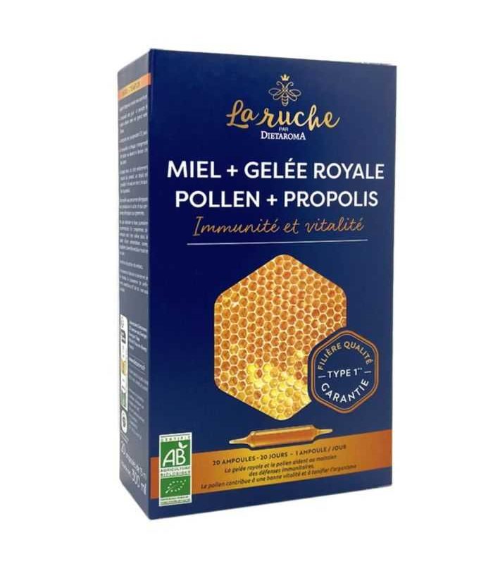 DIETAROMA LA RUCHE MIEL + GELEE ROYALE + POLLEN + PROPOLIS 20 AMPOULES