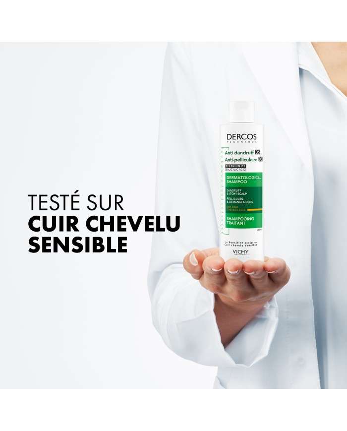 VICHY DERCOS OFFRE SHAMPOING ANTI PELLICULAIRE DS CHEVEUX SECS 200 ML + SHAMPOING FORMAT VOYAGE 50 ML OFFERT