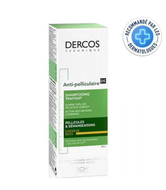 VICHY DERCOS OFFRE SHAMPOING ANTI PELLICULAIRE DS CHEVEUX SECS 200 ML + SHAMPOING FORMAT VOYAGE 50 ML OFFERT