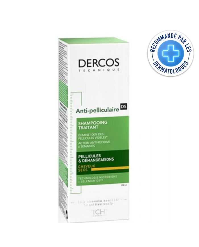 VICHY DERCOS OFFRE SHAMPOING ANTI PELLICULAIRE DS CHEVEUX SECS 200 ML + SHAMPOING FORMAT VOYAGE 50 ML OFFERT