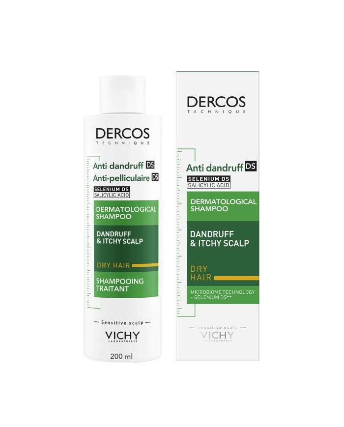 VICHY DERCOS OFFRE SHAMPOING ANTI PELLICULAIRE DS CHEVEUX SECS 200 ML + SHAMPOING FORMAT VOYAGE 50 ML OFFERT
