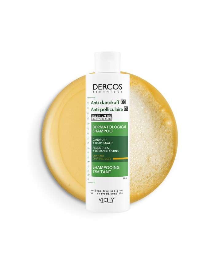 VICHY DERCOS OFFRE SHAMPOING ANTI PELLICULAIRE DS CHEVEUX SECS 200 ML + SHAMPOING FORMAT VOYAGE 50 ML OFFERT