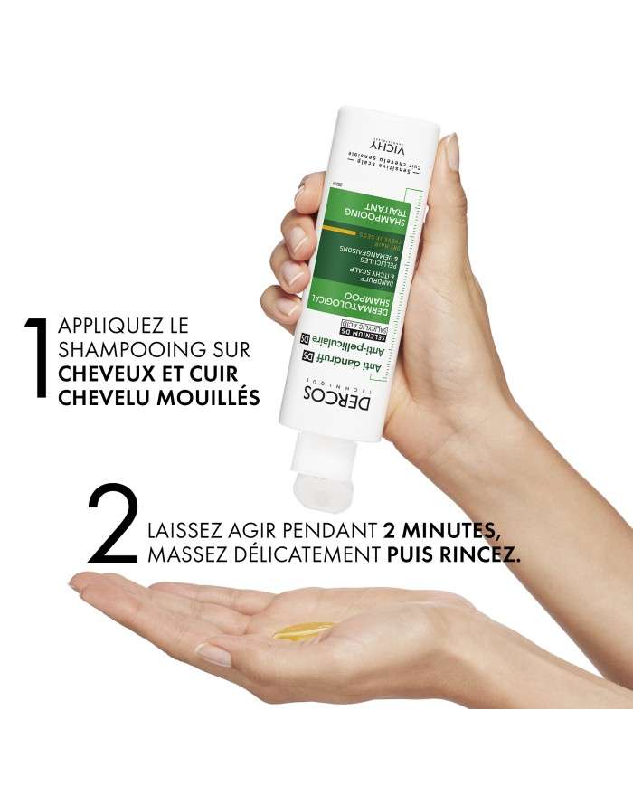 VICHY DERCOS OFFRE SHAMPOING ANTI PELLICULAIRE DS CHEVEUX SECS 200 ML + SHAMPOING FORMAT VOYAGE 50 ML OFFERT