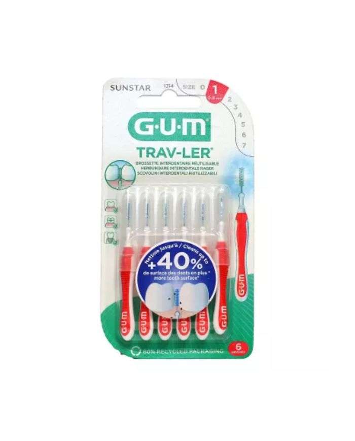 GUM BROSSETTE INETDENTAIRE REUTILISABLE 0.8MM REF 1314 6 UNITES