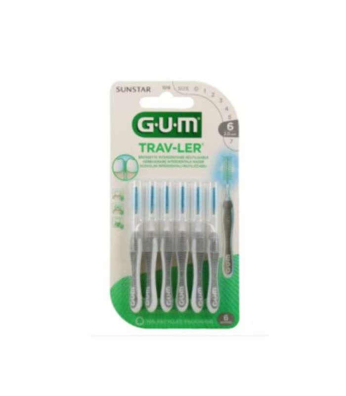GUM TRAVLER BROSSE INTERDENTAIRE 2.0 MM PACK DE 6 REF1618