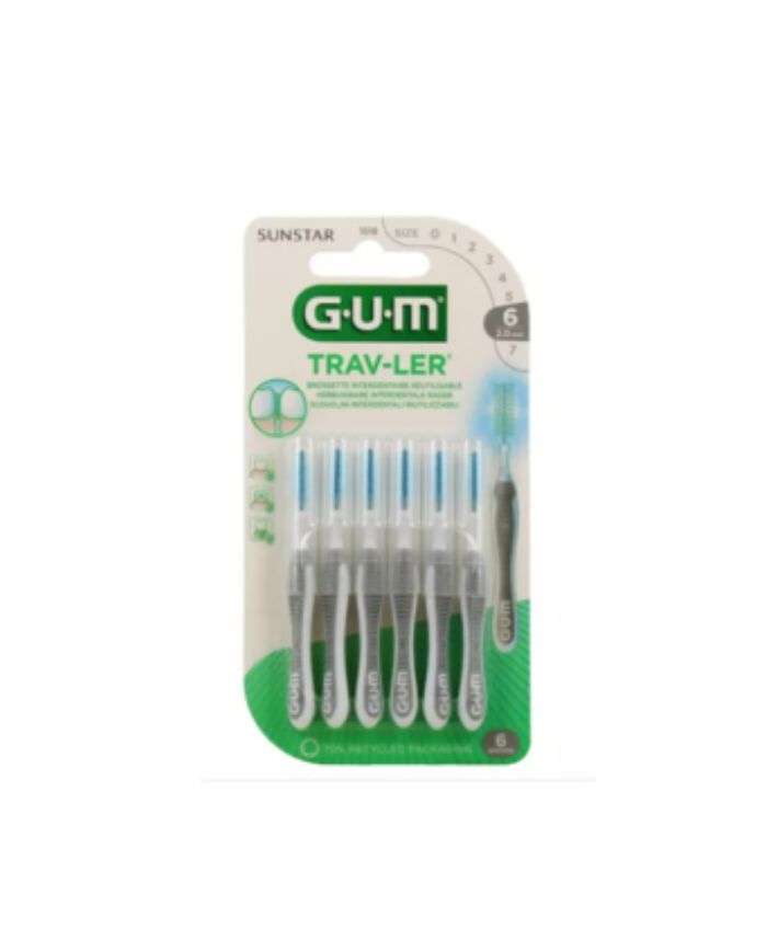 GUM TRAVLER BROSSE INTERDENTAIRE 2.0 MM PACK DE 6 REF1618