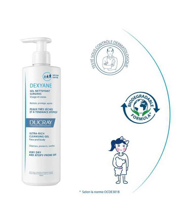DUCRAY DEXYANE GEL NETTOYANT SURGRAS 400 ML