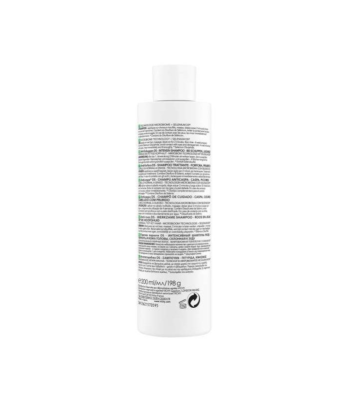 VICHY DERCOS SHAMPOOING ANTI PELLICULAIRE CHEVEUX NORMAUX A GRAS 200 ML + SHAMPOING FORMAT VOYAGE 50 ML OFFERT