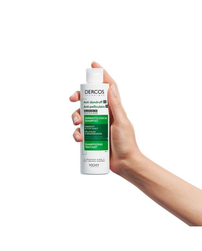 VICHY DERCOS SHAMPOOING ANTI PELLICULAIRE CHEVEUX NORMAUX A GRAS 200 ML + SHAMPOING FORMAT VOYAGE 50 ML OFFERT