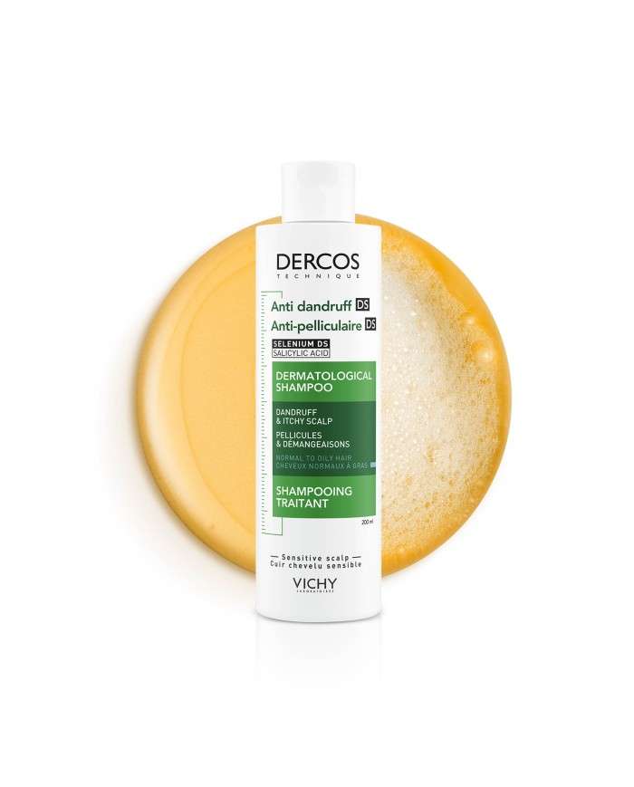 VICHY DERCOS SHAMPOOING ANTI PELLICULAIRE CHEVEUX NORMAUX A GRAS 200 ML + SHAMPOING FORMAT VOYAGE 50 ML OFFERT
