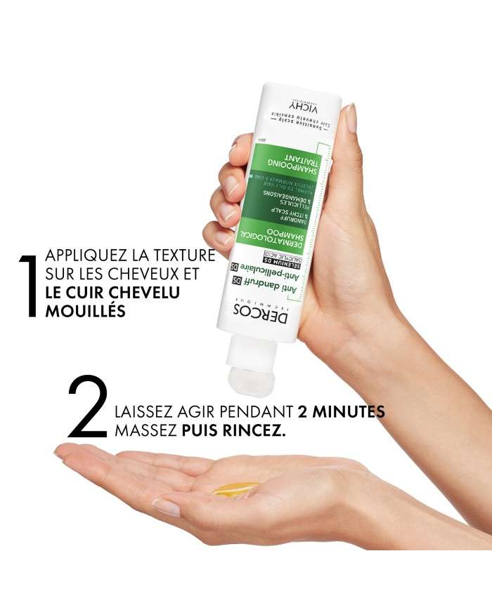 VICHY DERCOS SHAMPOOING ANTI PELLICULAIRE CHEVEUX NORMAUX A GRAS 200 ML + SHAMPOING FORMAT VOYAGE 50 ML OFFERT