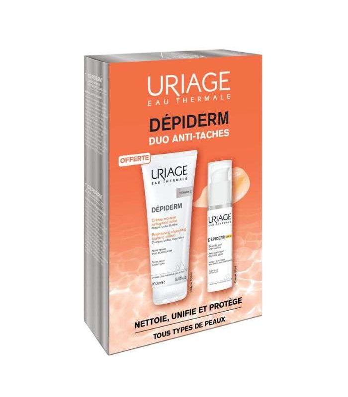 URIAGE OFFRE DEPIDERM SPF 50 SOIN DE JOUR HAUTE PROTECTION ANTI-TACHES BRUNES 30ML + DEPIDERM CREME MOUSSE NETTOYANTE 100 OFFERT
